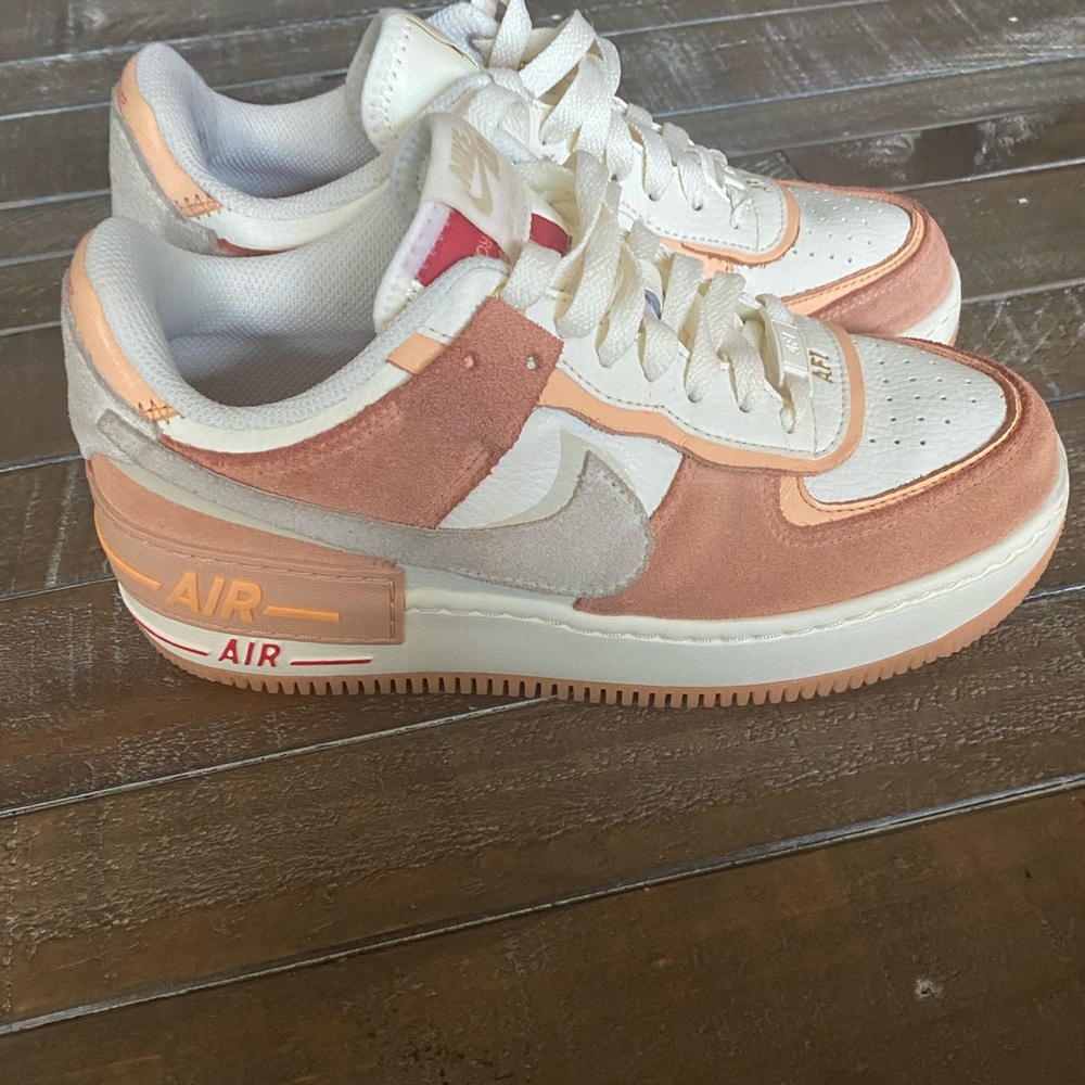 Nike Air Force 1 Low Pink and White Women's Shoes - Picture 5 of 11